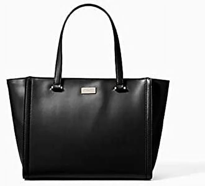 York Spade Vita New Court Black Leather Handbag, Kate Regatta