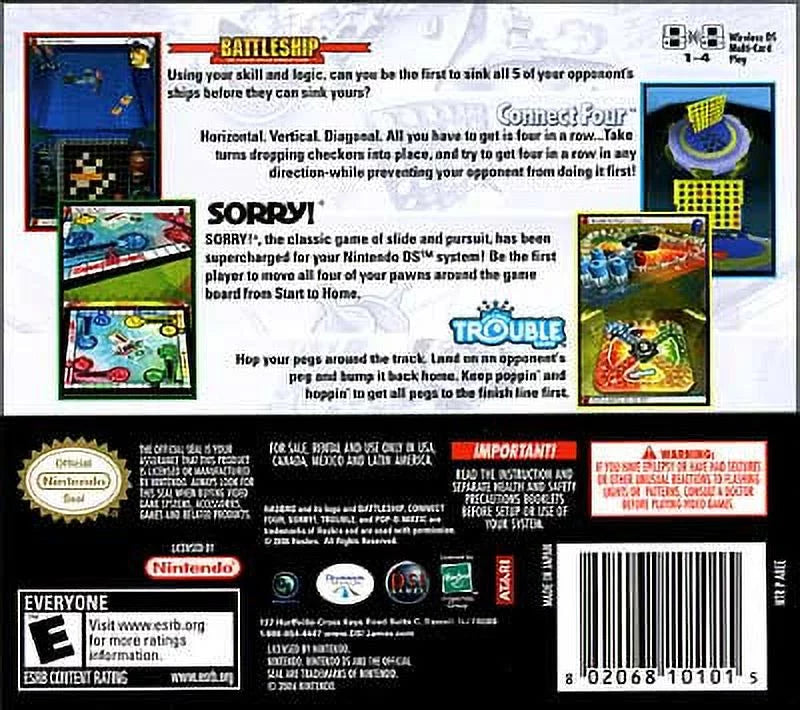 Battleship/ Trouble/ Connect 4/ Sorry! - Nintendo Ds