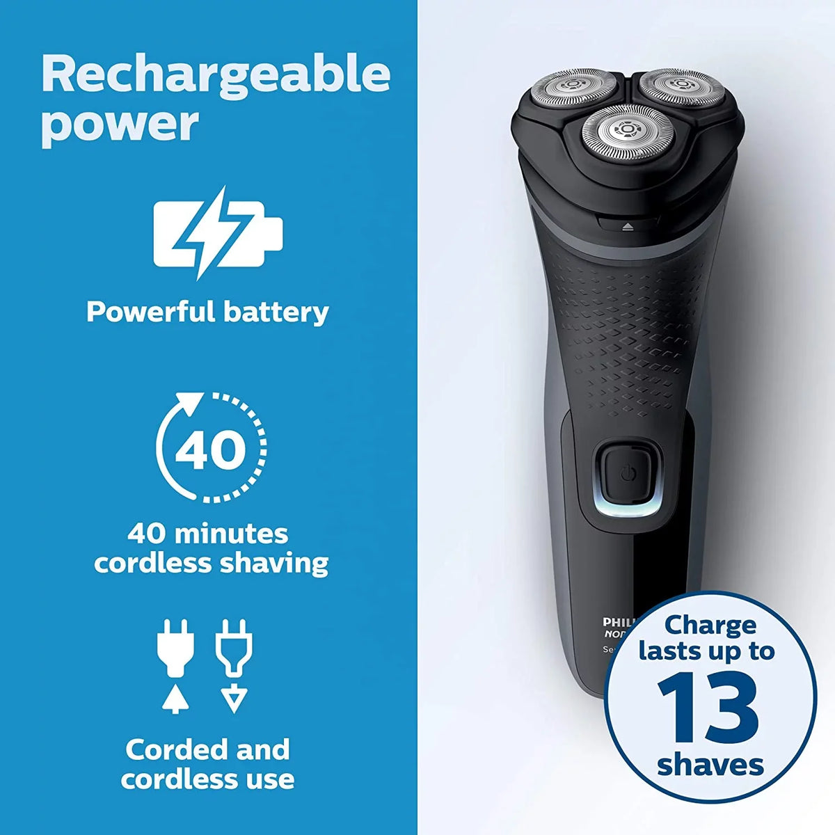 Norelco Shaver with Philips Grooming Trimmer Pop-Up Electric Rechargeable Men, for Shaver Mens S1211/81