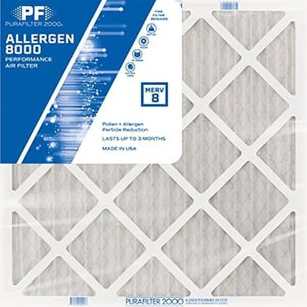 20X25X1 (19.75 X 24.75) Purafilter 2000® Allergen 8000 Merv 8 Air Filter