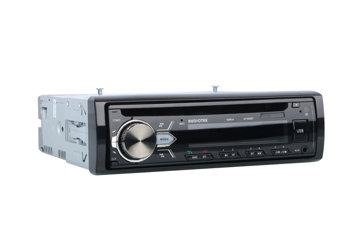 Audiotek Pioneer 4X Receiver + Bluetooth CD AM Speakers Car FM 1-Din Audio 6.5" Bundle