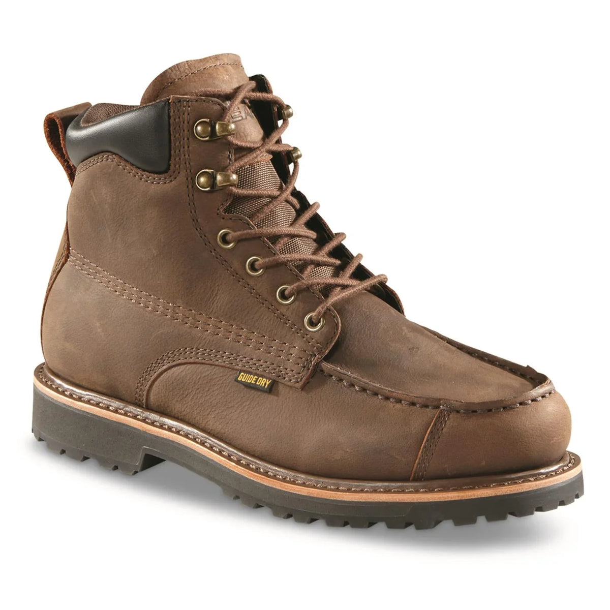 Gear Guide Leather Work Mens Moisture Shoes, Chukka Insoles, Timber Boots Waterproof Ankle Boot Rugged Wicking Pull-On
