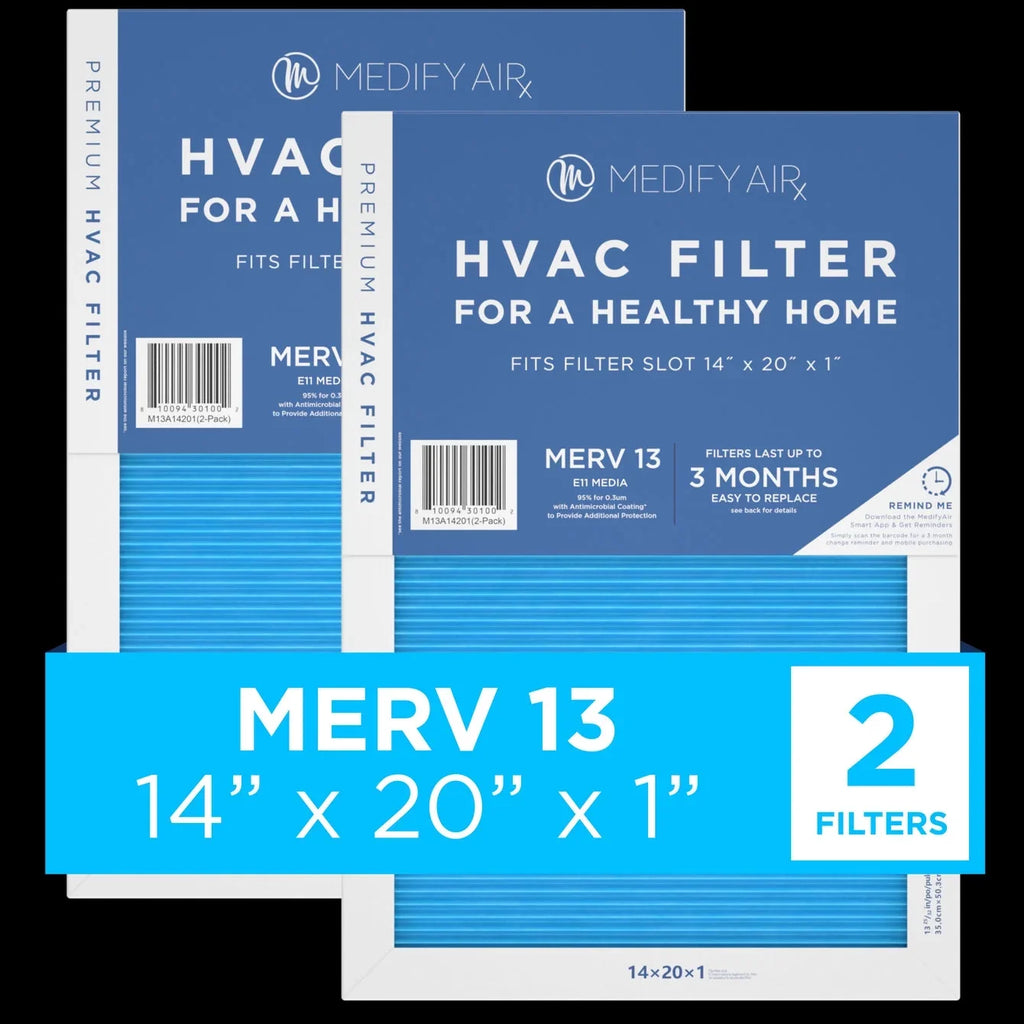 95% Particles Medify Air 13, (MERV 14x20x1 Filter HEPA 2-Pack) Cleaning Pleated Air