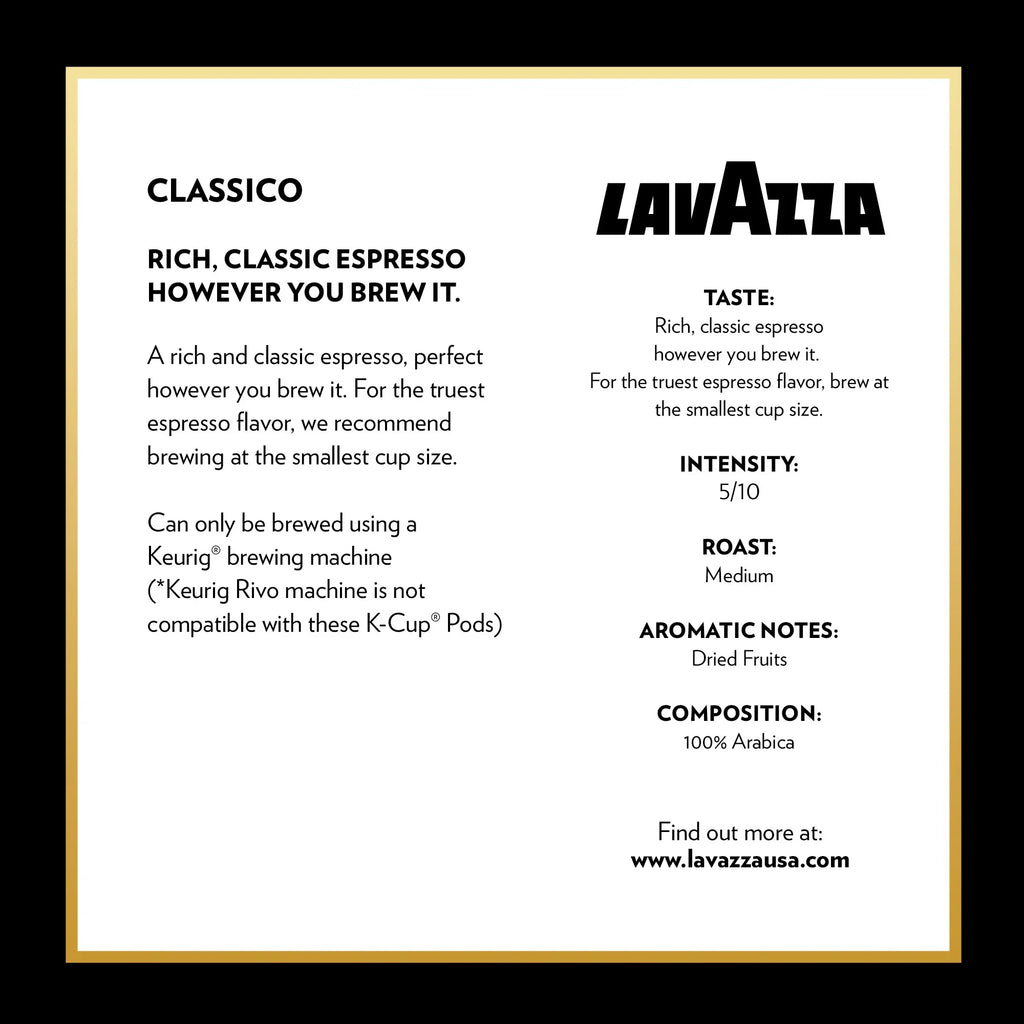 40) Medium Coffee Single-Serve Espresso for Keurig of (Pack K-Cups Lavazza Brewer, Roast