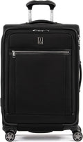 Luggage, 25-Inch TSA Checked 25-Inch Lock, Checked Wheel Women, Black, Elite Softside Spinner Suitcase, Travelpro Expandable Medium Men and 8 Platinum Black Shadow Checked-Medium Shadow
