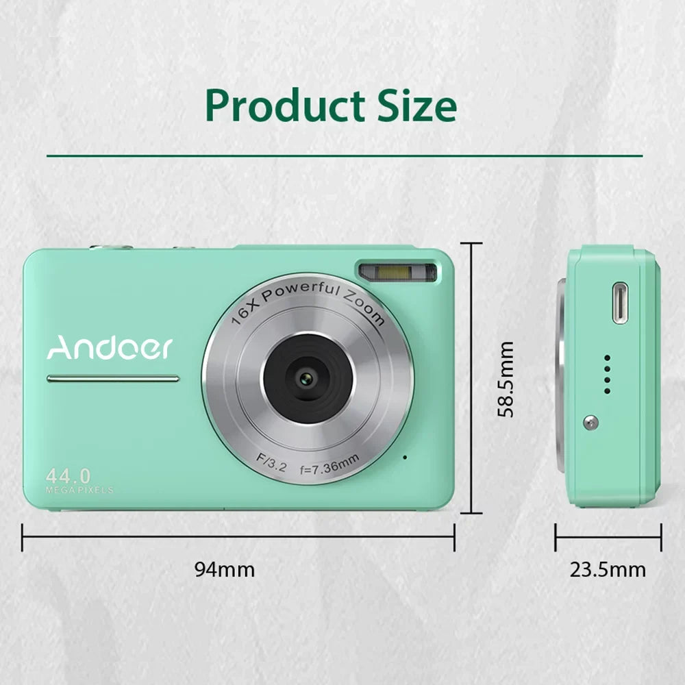 Andoer Portable 1080P Digital Video Camcorder 44Mp Auto Focus 2.5 Ips Screen 16X Digital Zoom -Shake Face Detect Smile Capture With 32Gb Memory 2Pcs Batteries Christmas Gift For Teens
