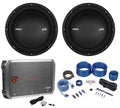 (2) Polk Audio Mm1042Dvc 10” 2400 Watt Car Subwoofers+Mono Amplifier+Amp Kit