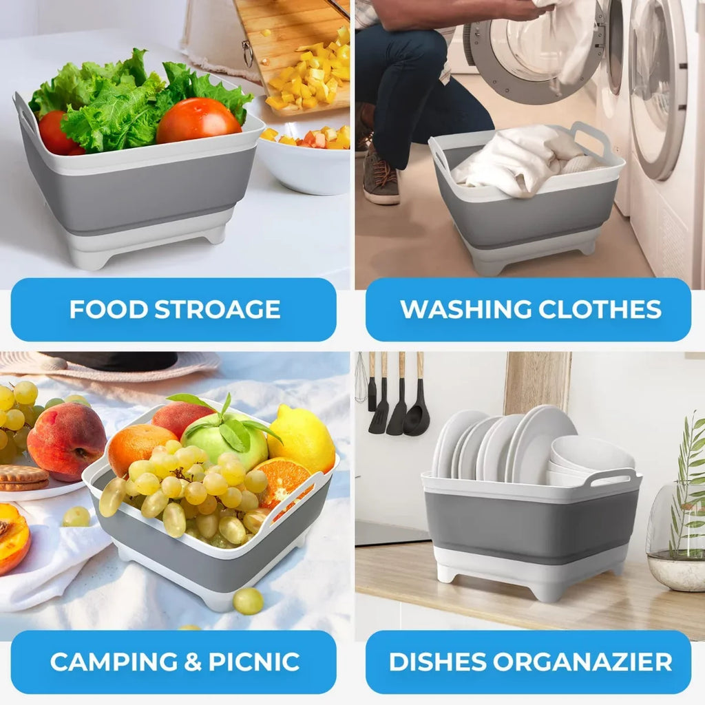 Portable Sink,Folding Basin Plug(Gray) Imoment 2.4 Dish Tub Tub,Washing Collapsible with Gal(9L) Laundry Draining