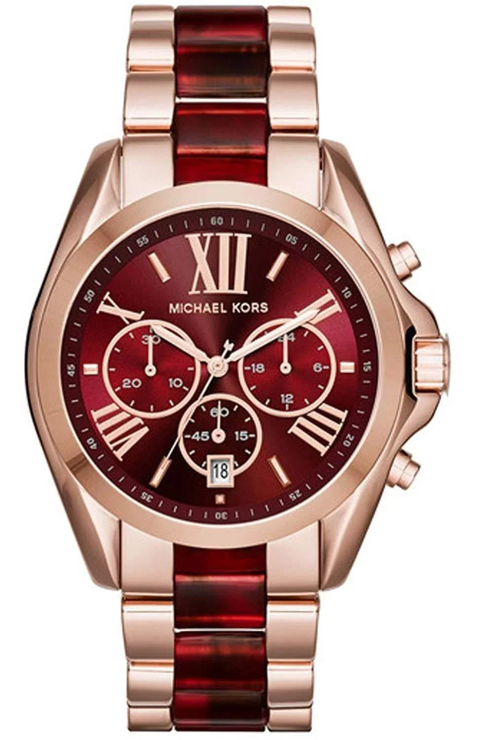 Michael Kors Mk6270 Bradshaw Burgundy Red Timer Wrist Watch For Women