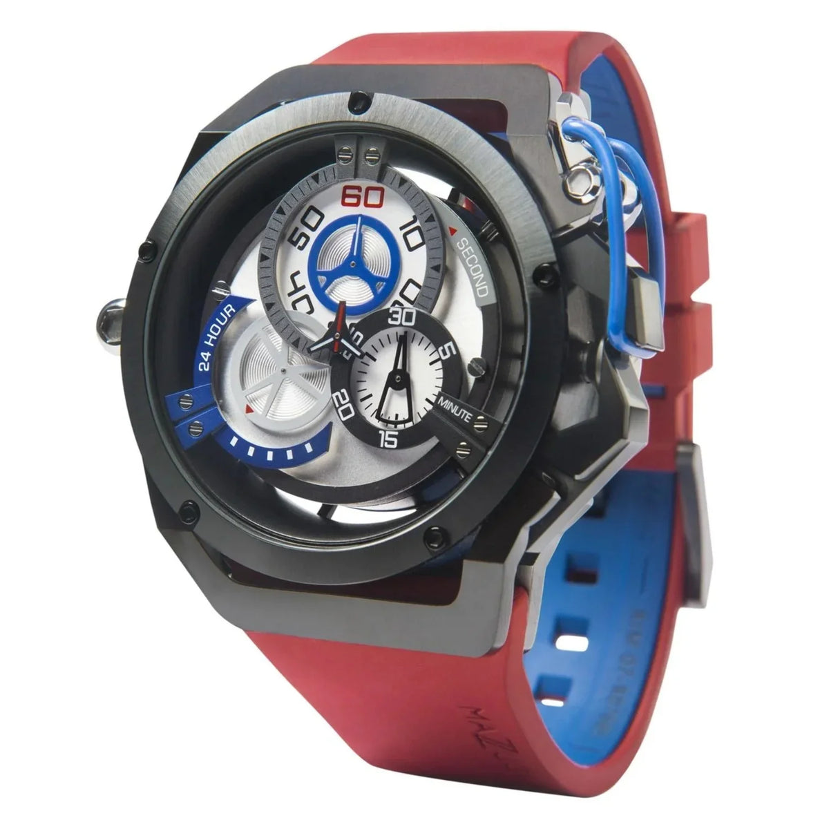 Black Watch Rim Reversible Automatic Twin Men Chronograph for - Adult White Sport Mazzucato Dial