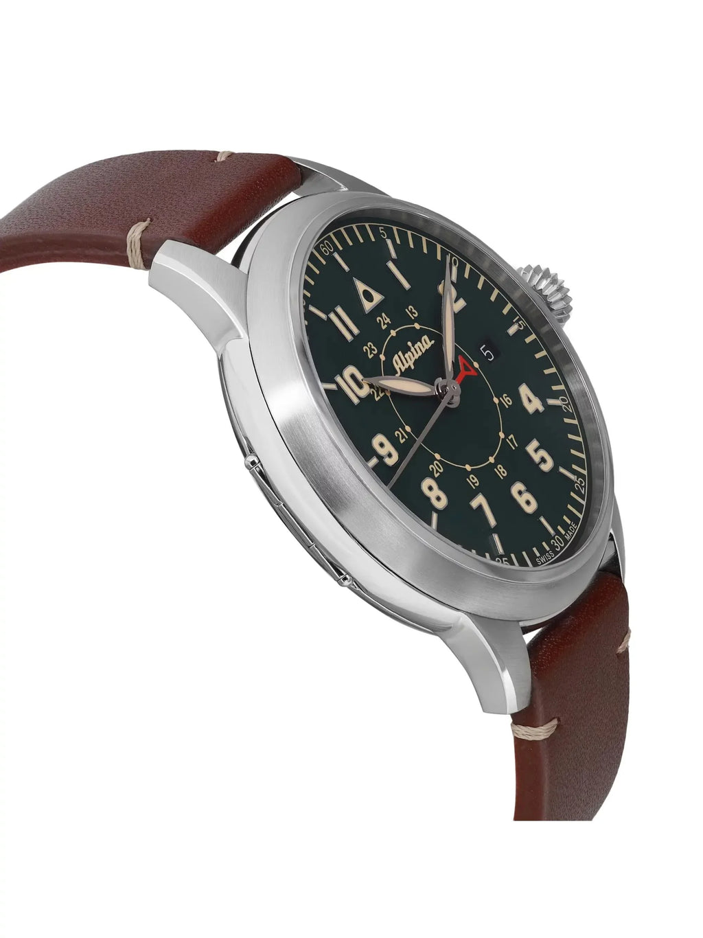 Alpina Pilot Heritage Startimer 44Mm Steel Green Dial Mens Watch Al-525Kbg4Sh6