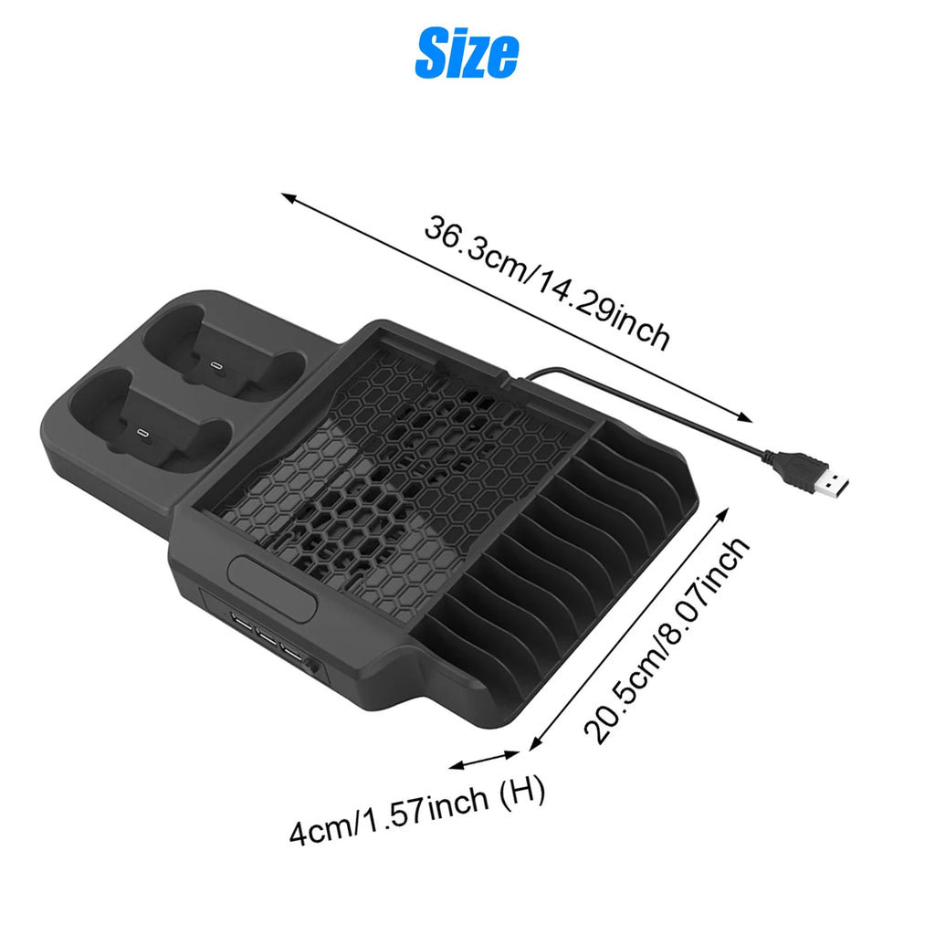 Vertical Stand Fit For Xbox Series X/S With 2 Cooling Fans, Eeekit Dual Controller Fast Charging Dock Station Fit For Xbox Series S/X With 3 Usb Ports, 11 Game Disc Slots