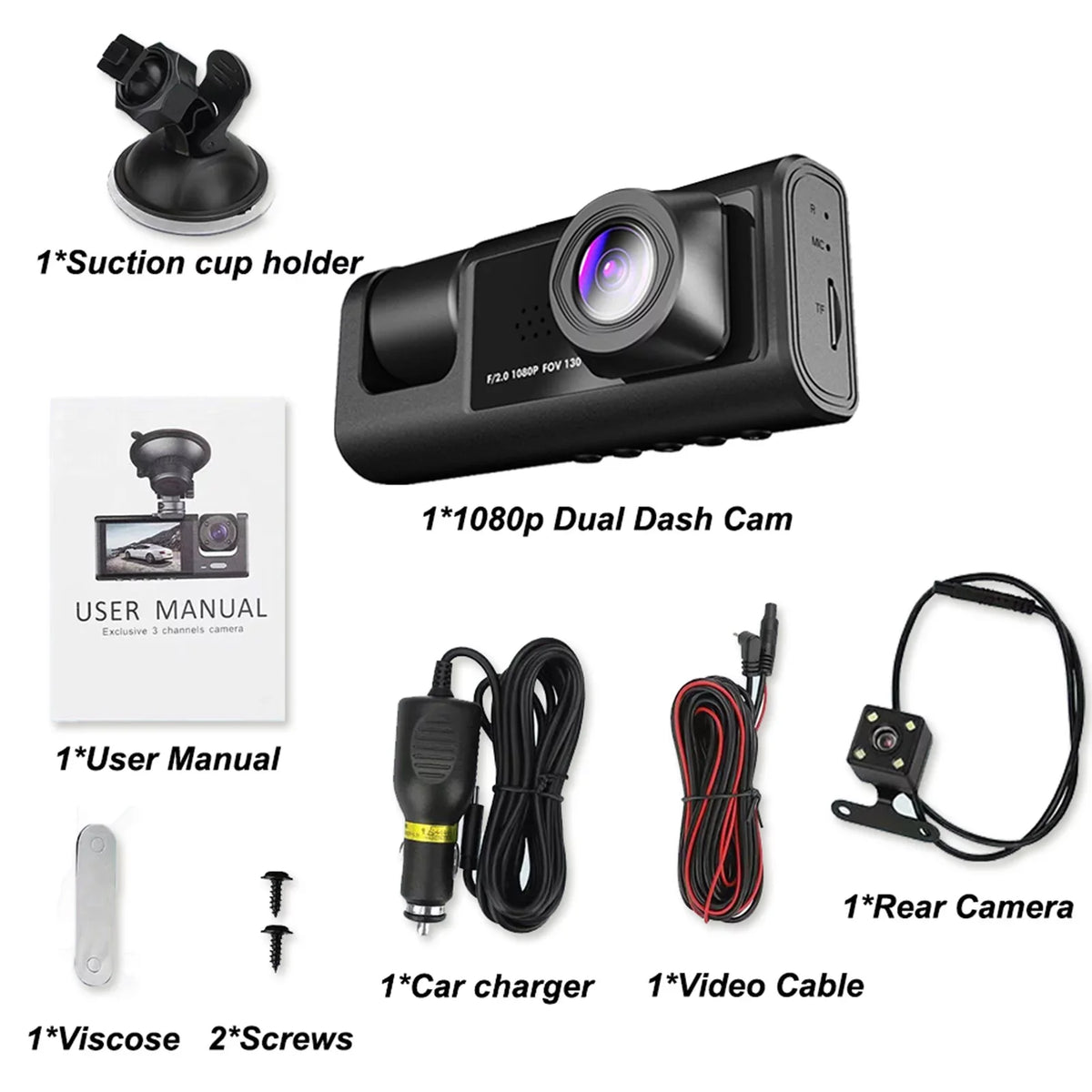 Auto Camcorder, 3 Video Safety Car Cameras, with Dash Driving Nebublu Recorder Recording Camera
