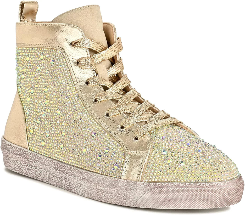 High Rhinestones Union 9 Ninety Foxy Top Fashion Sneaker Athletic with Gold