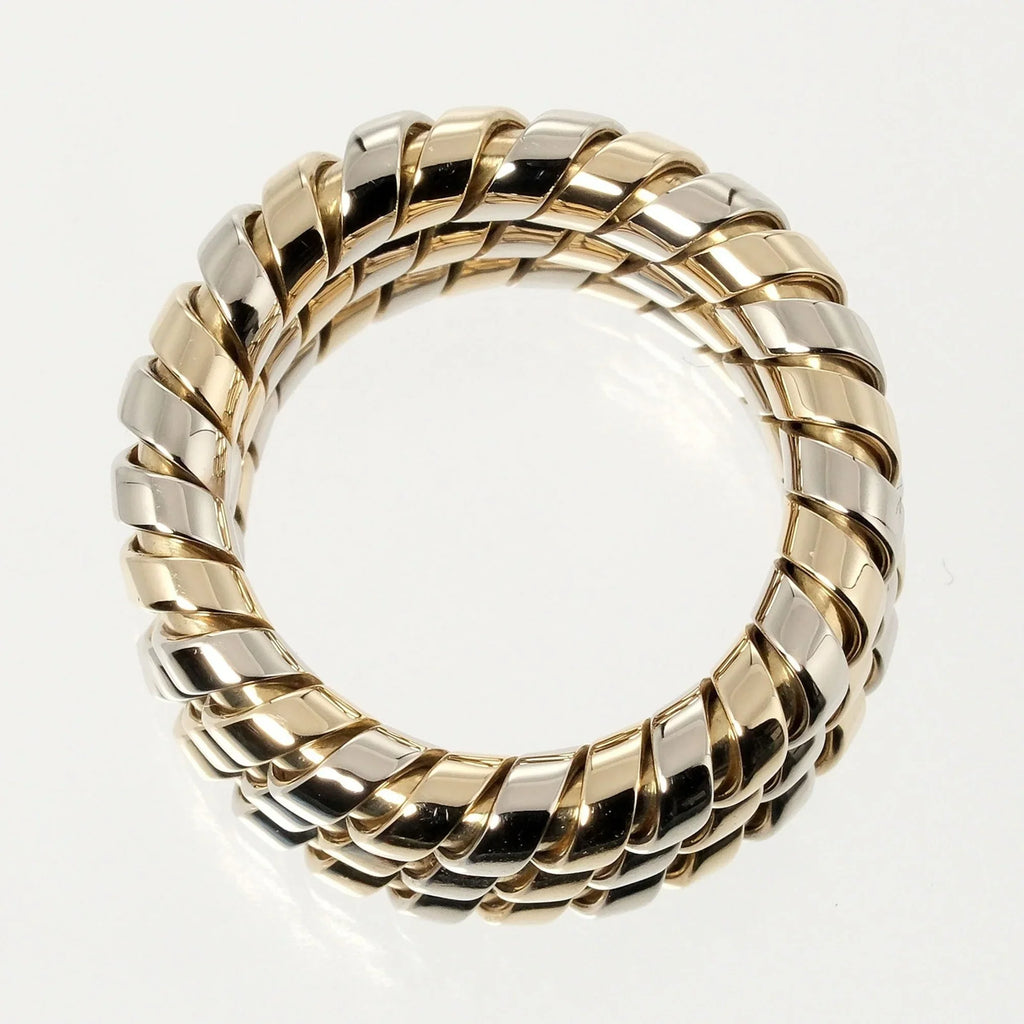 Pre-Loved Bulgari Bvlgari Tubogas 3-Row No. 9 Ring 14.53G K18 Yg Wg Yellow Gold White (Good)