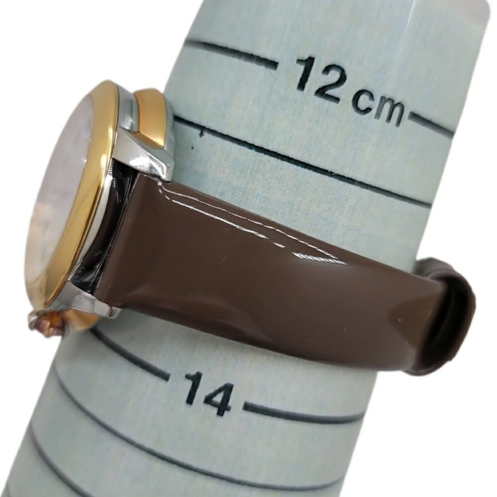 Pre-Loved Fendi Fendi Eye Shine Enamel Belt Ss 3 Colors Quartz Brown Watch Clock Fashionable Shell Black Spinel Topaz Women'S (Like New)