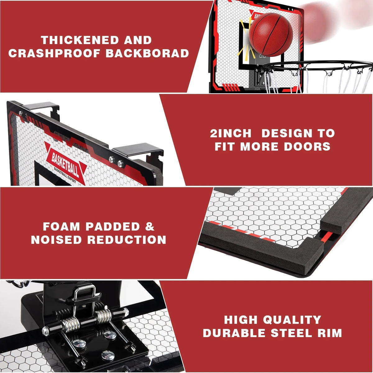Indoor Basketball Hoop For Kids, Indoor Over The Door Basketball Hoops, Led Lamp Mini Basketball Goals With 2 Balls & Electronic Scoreboard, Christmas Toys Gifts For 5 6 7 8 9 10 11 12+ Year Old Boys
