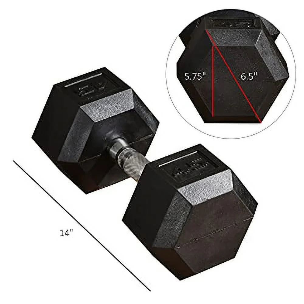 Dumbbells Soozier Handles, Home Gym Hand Hex Weights Anti-roll, 45lbs x Non-Slip Set, or 2 Men Women with for Rubber Workout,