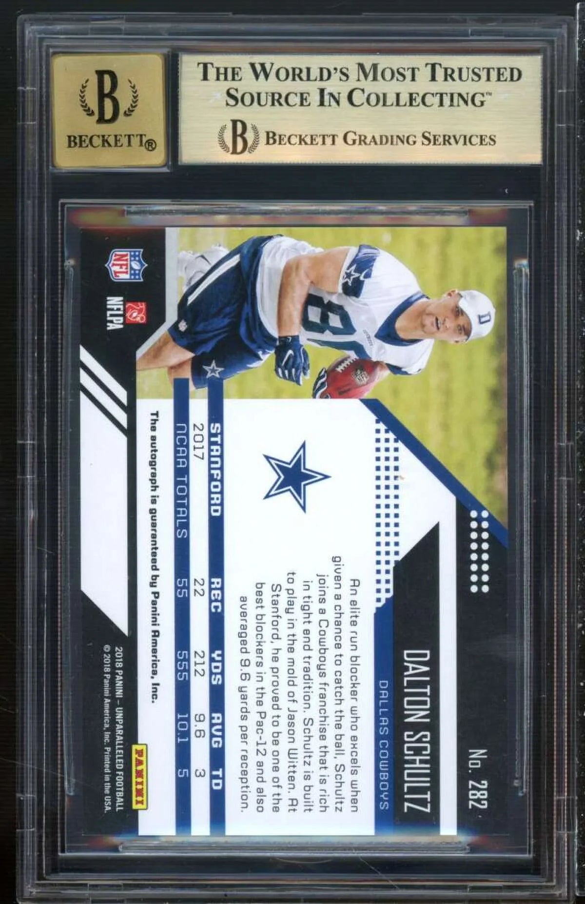 Dalton Schultz Rookie 2018 Panini Unparalleled Rookie Autographs #282 Bgs 9.5