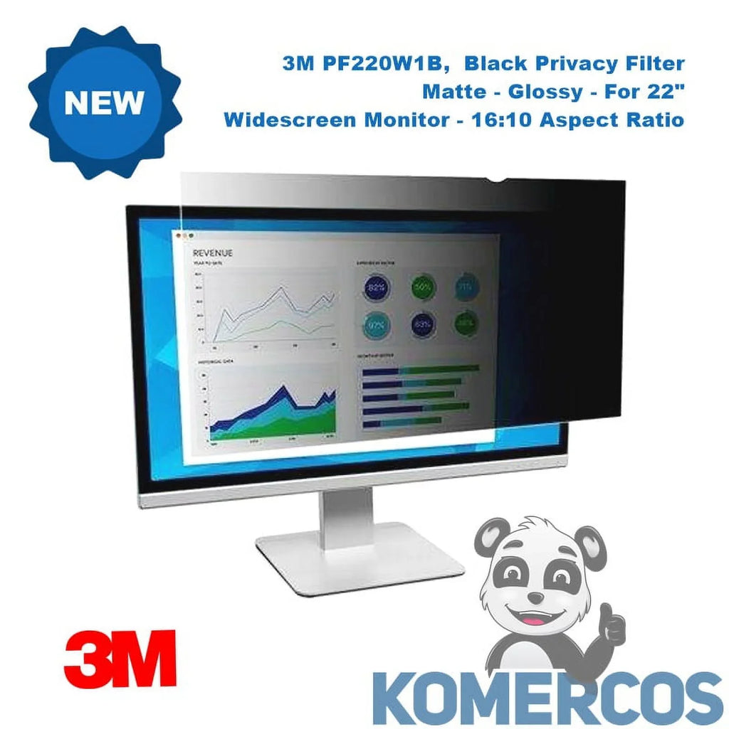 Widescreen Black Monitor Filter, For - Privacy 3M Glossy, PF220W1B 22-in. Matte,