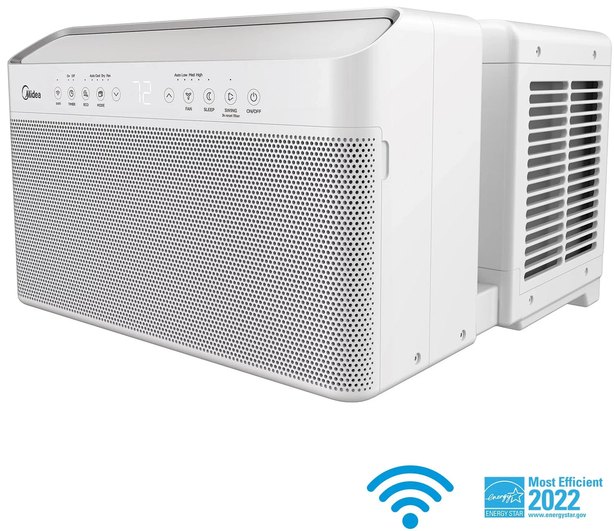 Restored Midea 12,000 Btu Smart Inverter U-Shaped Window Air Conditioner, 35% Energy Savings, Extreme Quiet, Maw12V1Qwt (Refurbished)