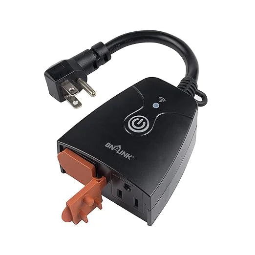 Plug with BN-LINK Switch, Outlet Outlet Assistant Dual exterior Timer Heavy only WiFi Smart Network 2.4 and Alexa Duty GHz Compatible