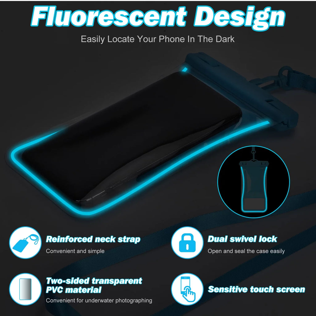 Urbanx Universal Waterproof Phone Pouch Cellphone Dry Bag Case Designed For Ulefone Armor 7 Perfect Fit For All Other Smartphones Up To 7" - 3 Cases - Mixed Colors