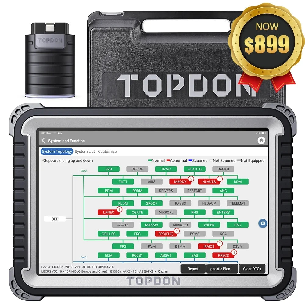 Car Diagnostic Scan Tool Topdon Phoenix Plus Obd2 Scanner Bi-Directional Advanced Ecu Coding, Key Matching,34 Reset Services