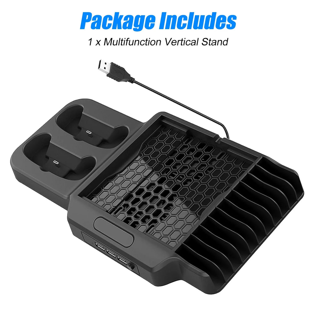 Vertical Stand Fit For Xbox Series X/S With 2 Cooling Fans, Eeekit Dual Controller Fast Charging Dock Station Fit For Xbox Series S/X With 3 Usb Ports, 11 Game Disc Slots