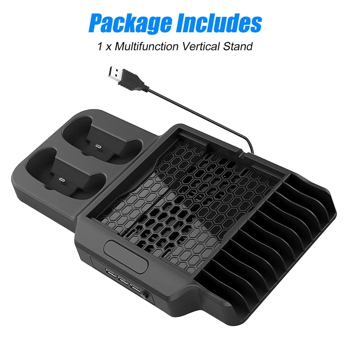 Vertical Stand Fit For Xbox Series X/S With 2 Cooling Fans, Eeekit Dual Controller Fast Charging Dock Station Fit For Xbox Series S/X With 3 Usb Ports, 11 Game Disc Slots