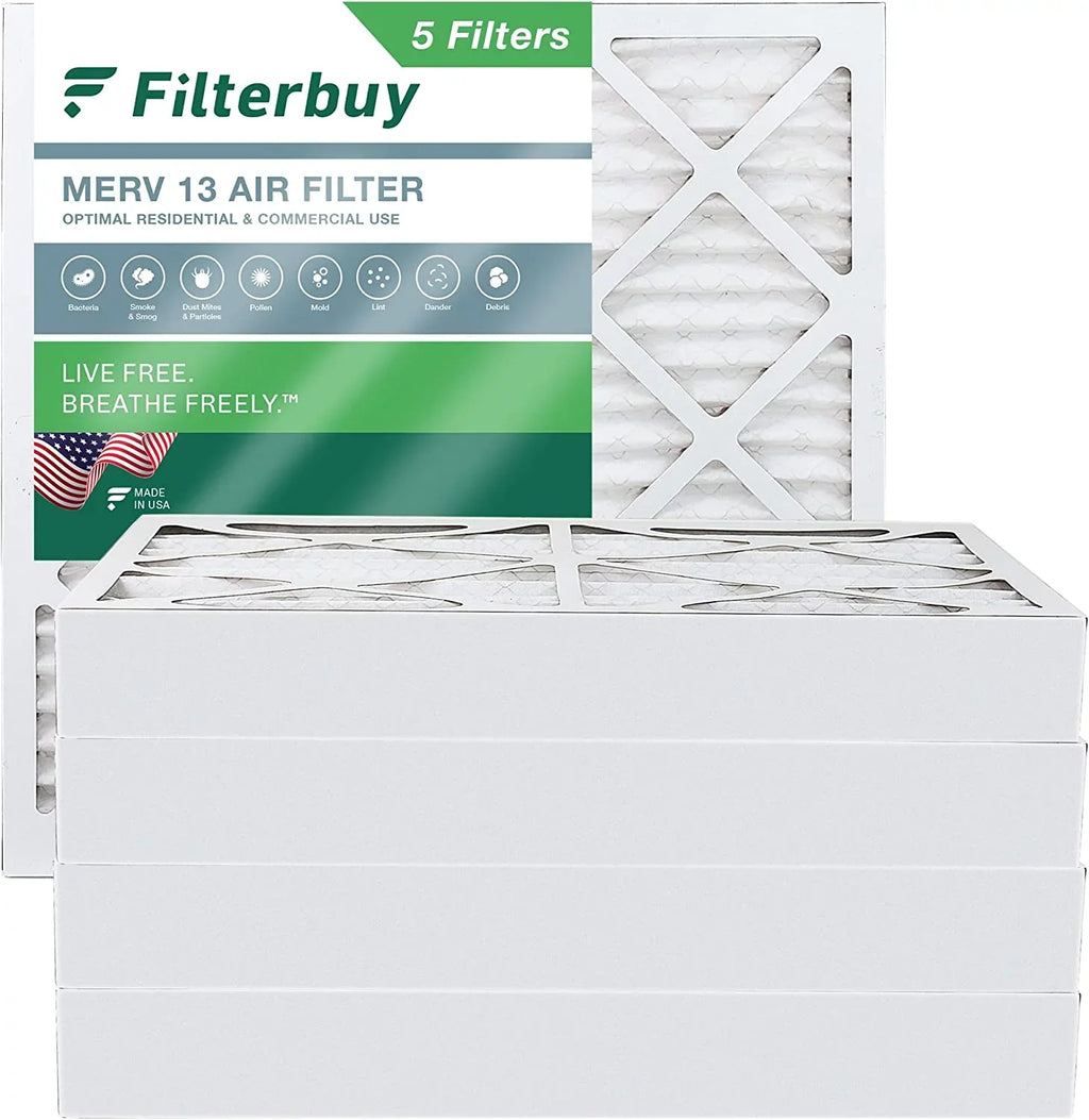 Filterbuy 24x24x4 MERV Pleated Filters AC 13 (5-Pack) Furnace HVAC Air