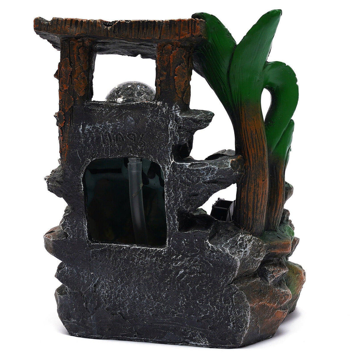 Tabletop Water Fountain With Led Rolling Ball Feng Shui Waterfall Fountain Home Indoor Water Fountain Led Lamp Tabletop Resin Rockery Fengshui Waterfall Decor