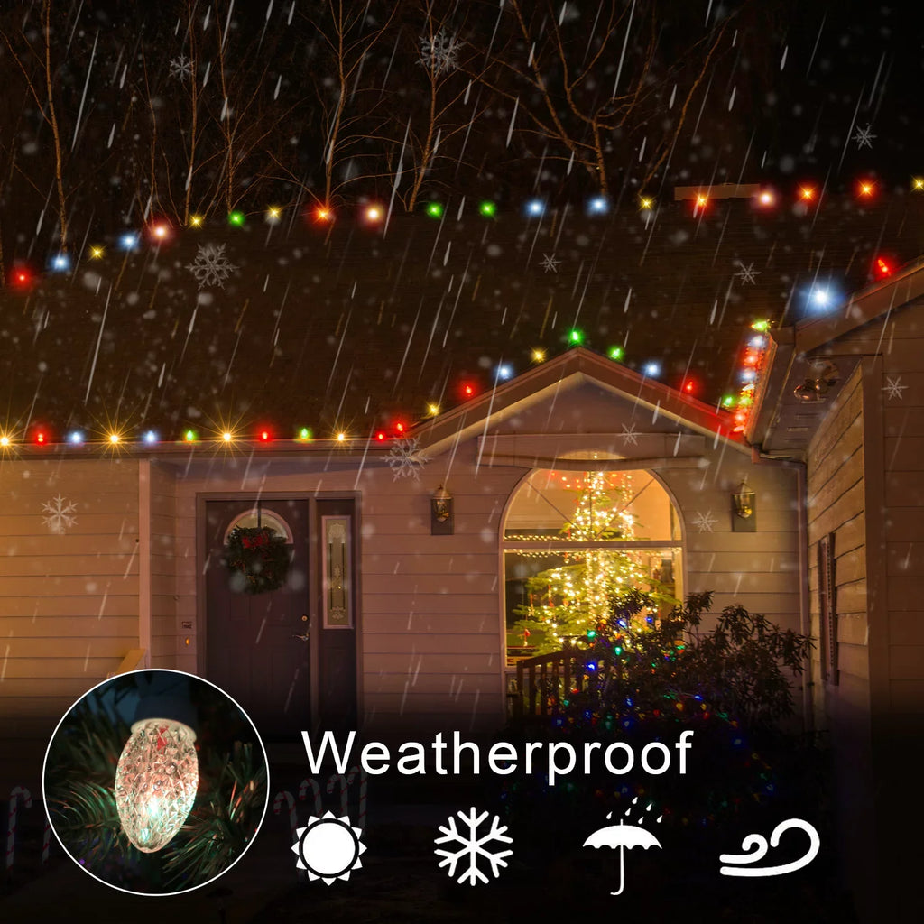 Eva'S Lamp C9 Christmas Lights Outdoor, 23Ft 20 Bulbs Color Changing Led String Lights Waterproof