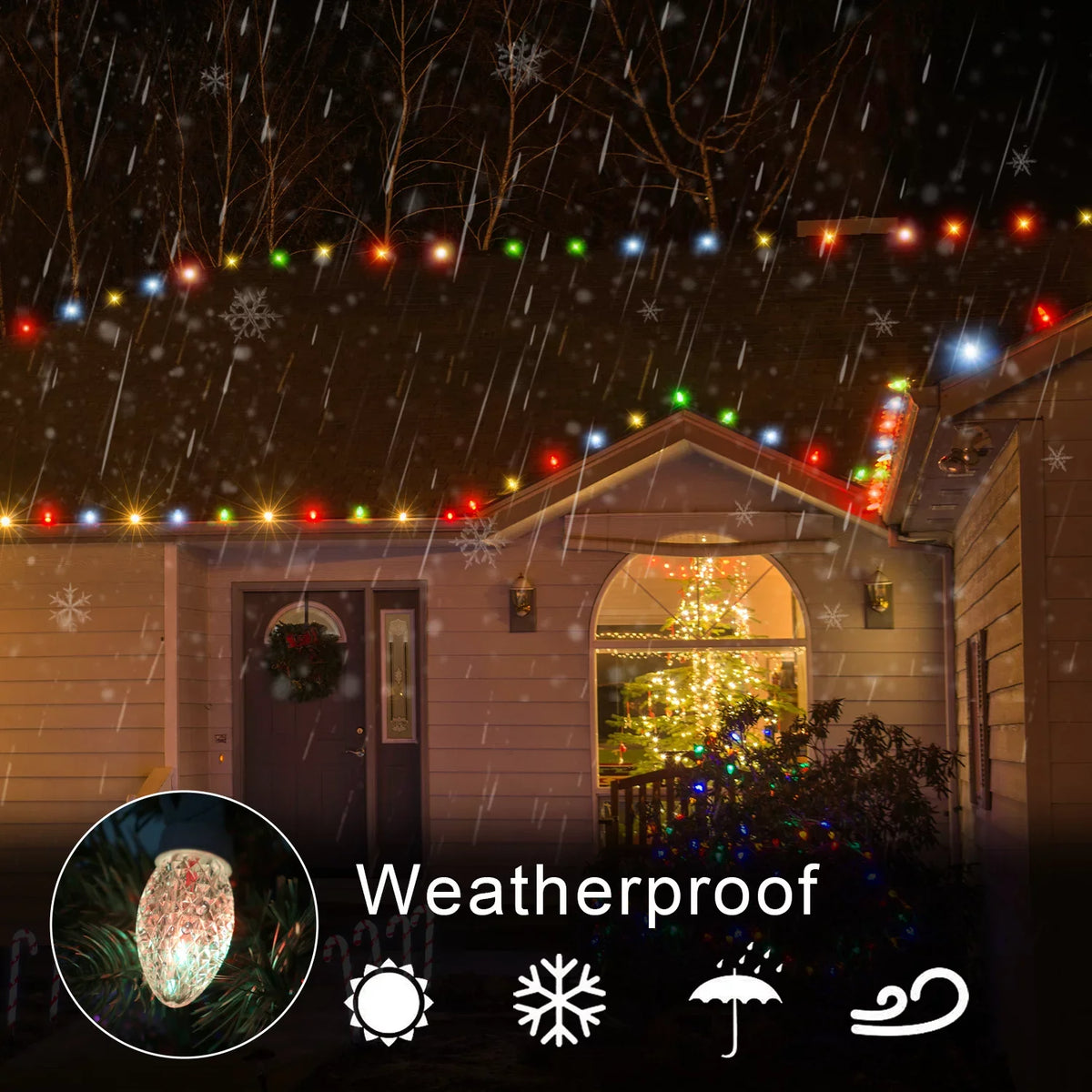 Eva'S Lamp C9 Christmas Lights Outdoor, 23Ft 20 Bulbs Color Changing Led String Lights Waterproof
