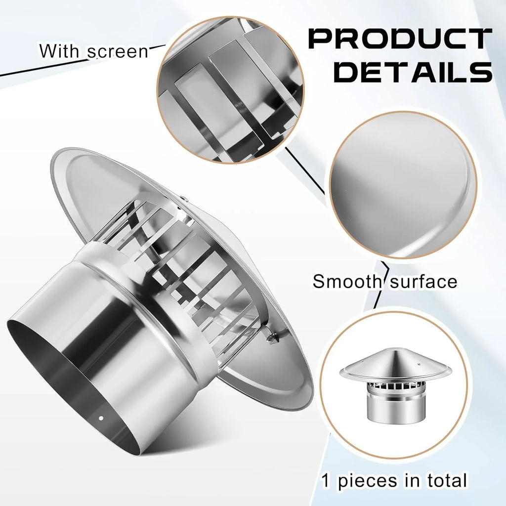 6 Inch Cone Top Chimney Cap Stainless Steel Cone Cap With Screen Chimney Cover Outside Roof Silver Fireplace Screen Cover Exterior Stove Pipe Topper For Vent Flue Family Kitchen Cooking