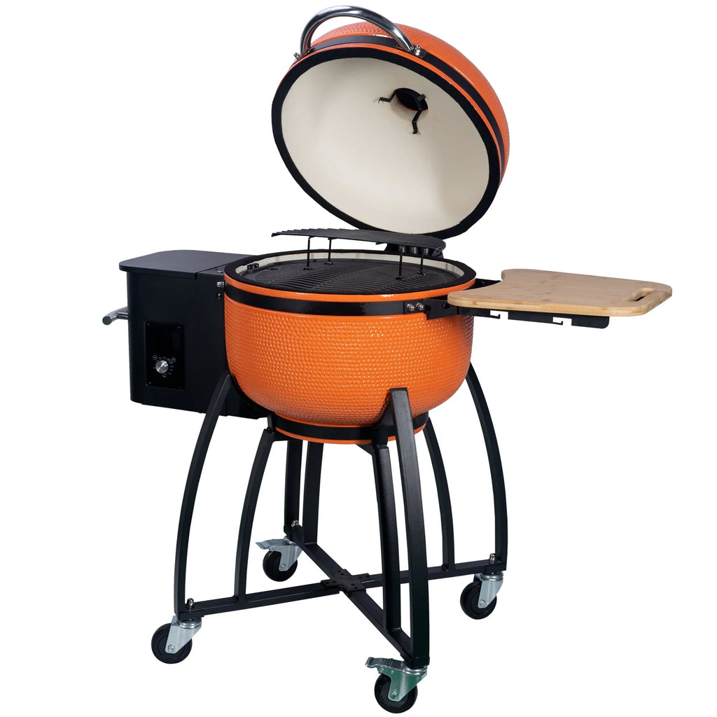 Patio,Orange diameter Roasted 24 Double Pan-roasted Smoked Liner Pellet Ceramic Grill BBQ Gridiron Outdoors with "Ceramic 4-in-1 for 19.6"