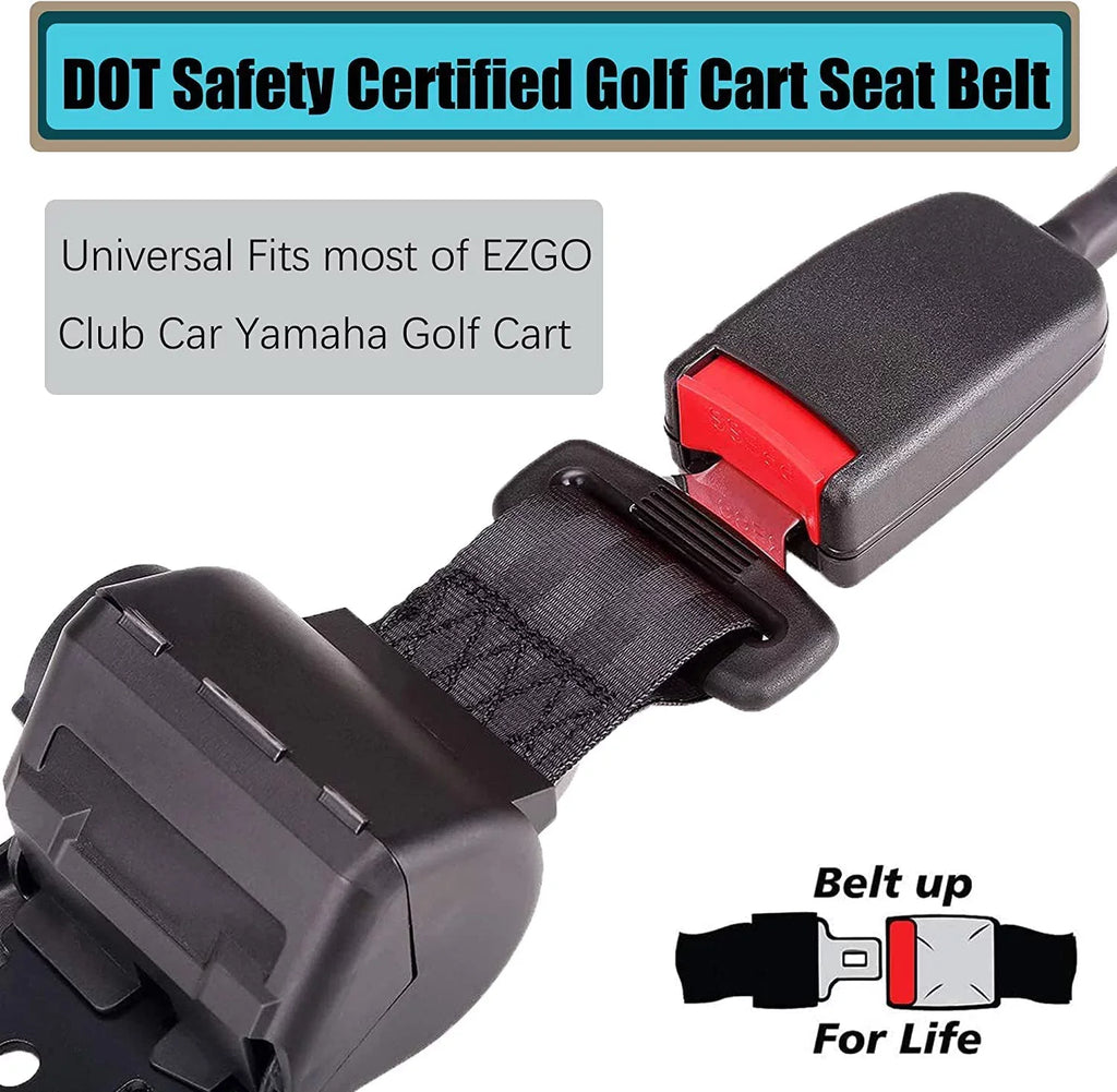 10L0L Golf Cart Seat Belts & Bracket Kit For Yamaha Ezgo Club Car 4 Seater Cart, Black