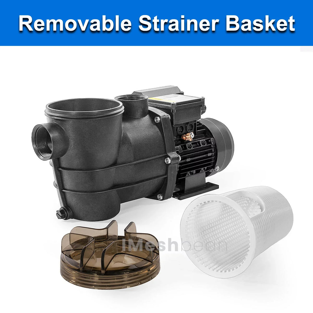 w/ Ground liquid and Pool iMeshbean Inground Pump, Head Above Circulation, 3/4HP Motor Swimming Max Pool Swimming 38FT, 2760GPH, Above Ground for Basket 110V, Pool Strainer