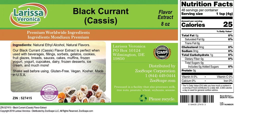 oz, (Cassis), Veronica 8 (Cassis) (Black Zin: Flavor Larissa 527415) 2-Pack, Black Extract, Currant Currant