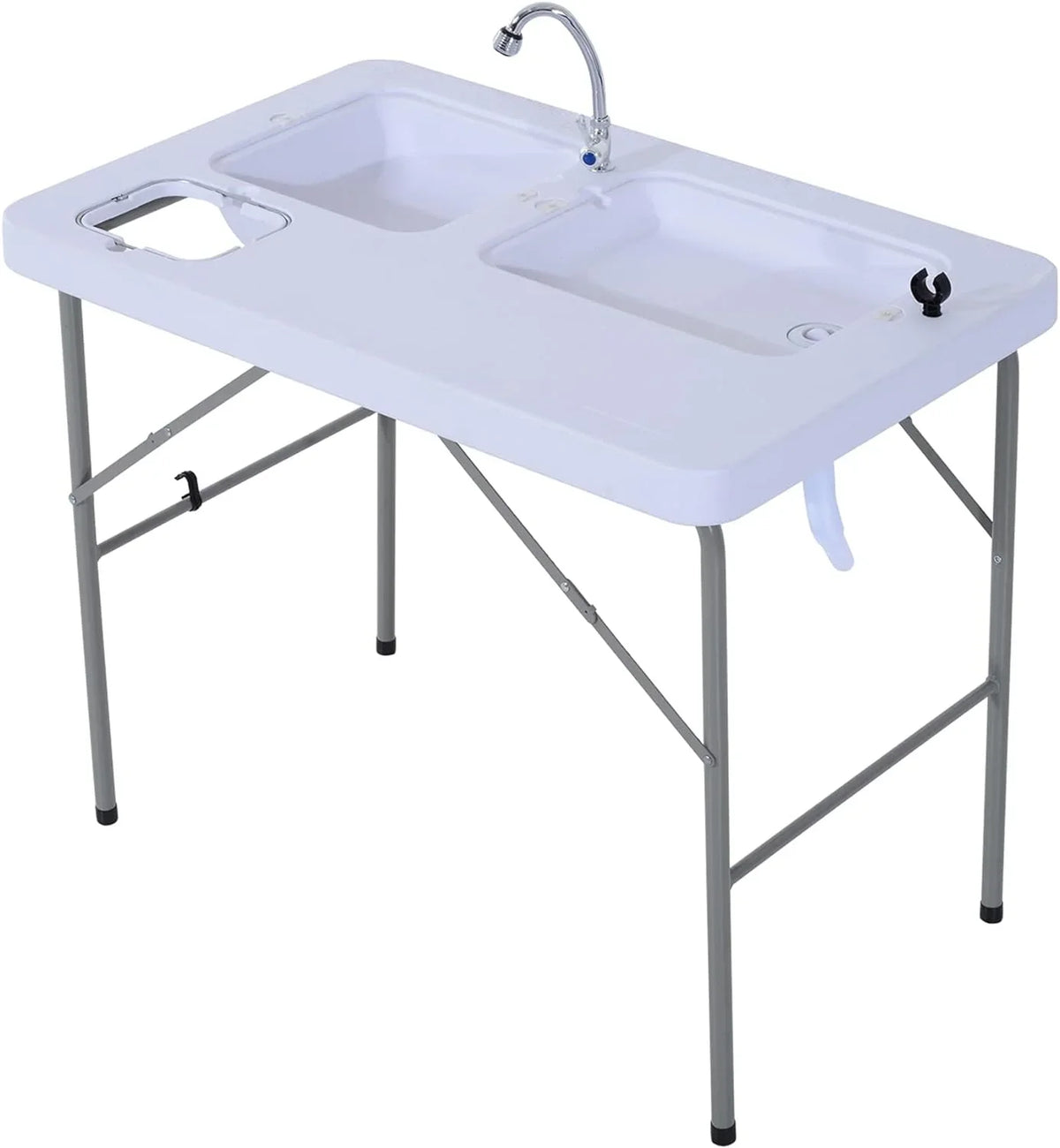 Faucet Fish Basins, exterior for Dual Camping Table 40'' Table and with liquid Sink Fishing, Folding Picnic, Station,