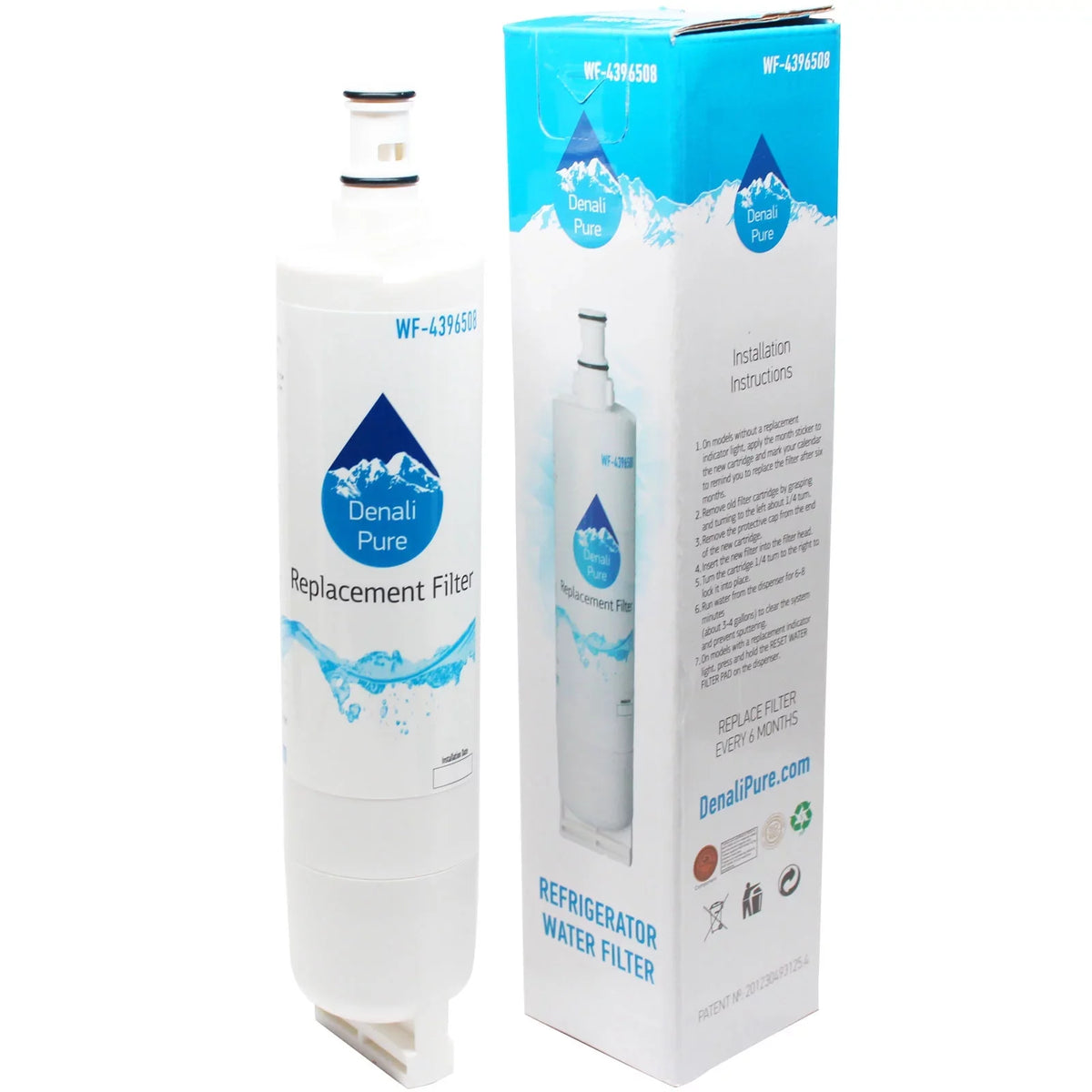 4396510 Fridge GS2SHEXNB02 Whirlpool with Refrigerator Filter with - Compatible Compatible 4396508, Cartridge Whirlpool liquid Filter 6-Pack liquid