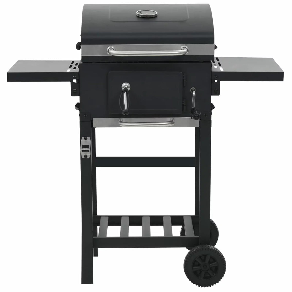 Charcoal-Fueled Bbq Grill With Bottom Shelf Black