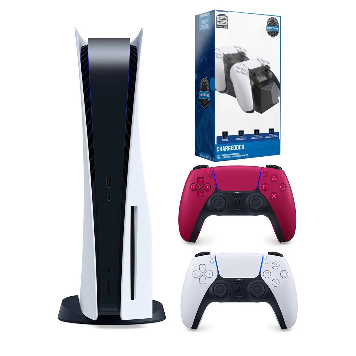 Sony Playstation 5 Disc Version (Ps5 Disc) Console With Cosmic Red Extra Controller And Dual Charging Station Bundle