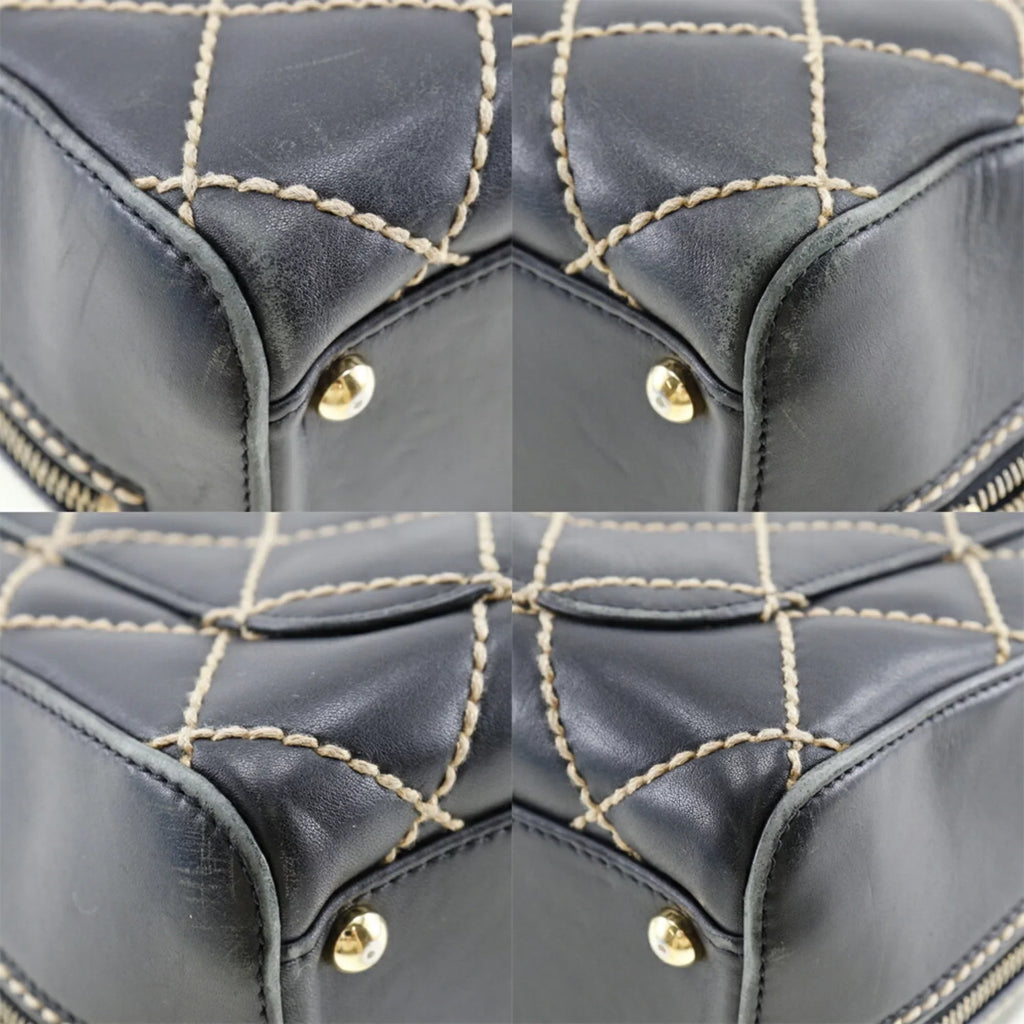 Wild (Fair) Mini Stitch Black Calf Handbag Ladies Pre-Owned A14692 Boston