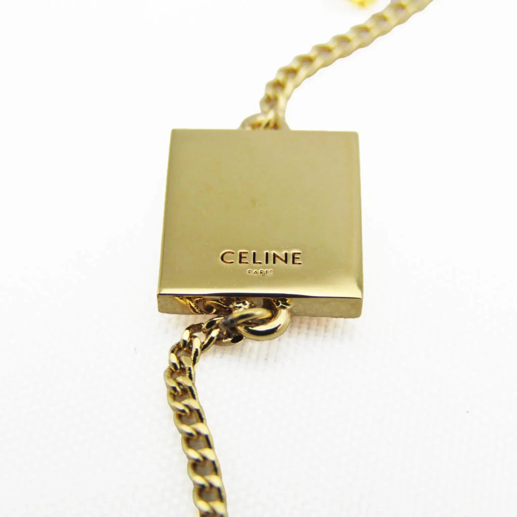 Used Celine Alphabet P 46B0 6Bra Metal No Stone Charm Bracelet Gold (Good)