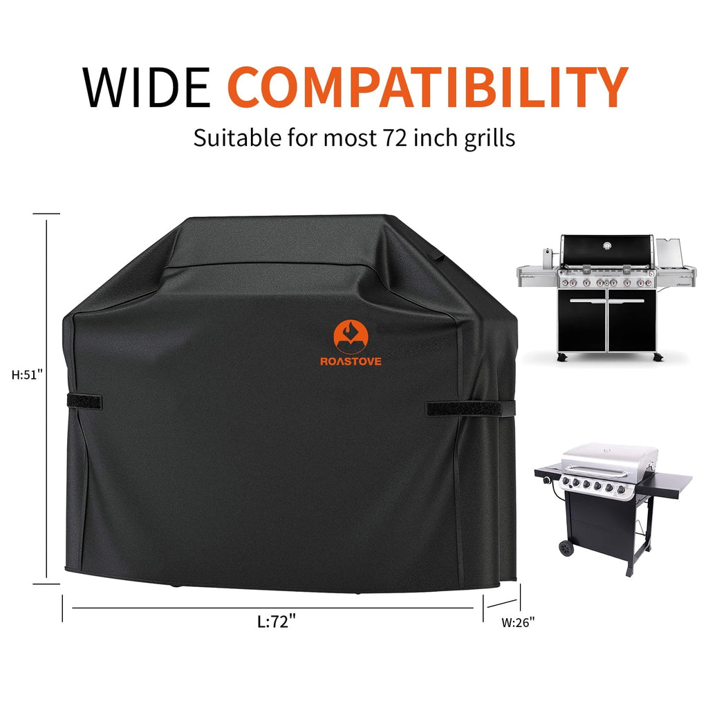 x BBQ Broil H, climate etc.(UV Black) for Resistant, Grill W weber,Brinkmann,Char Resistant)(72" & 600D Cover, x 51" Heavy Grill & Fabric Rip Resistant, 26" Roastove L Dust liquid Oxford Cover Duty