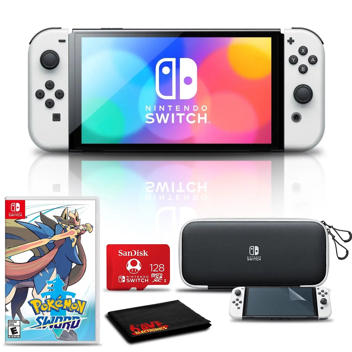 Sword, White Card, More Switch Nintendo with 128GB OLED Pokemon and