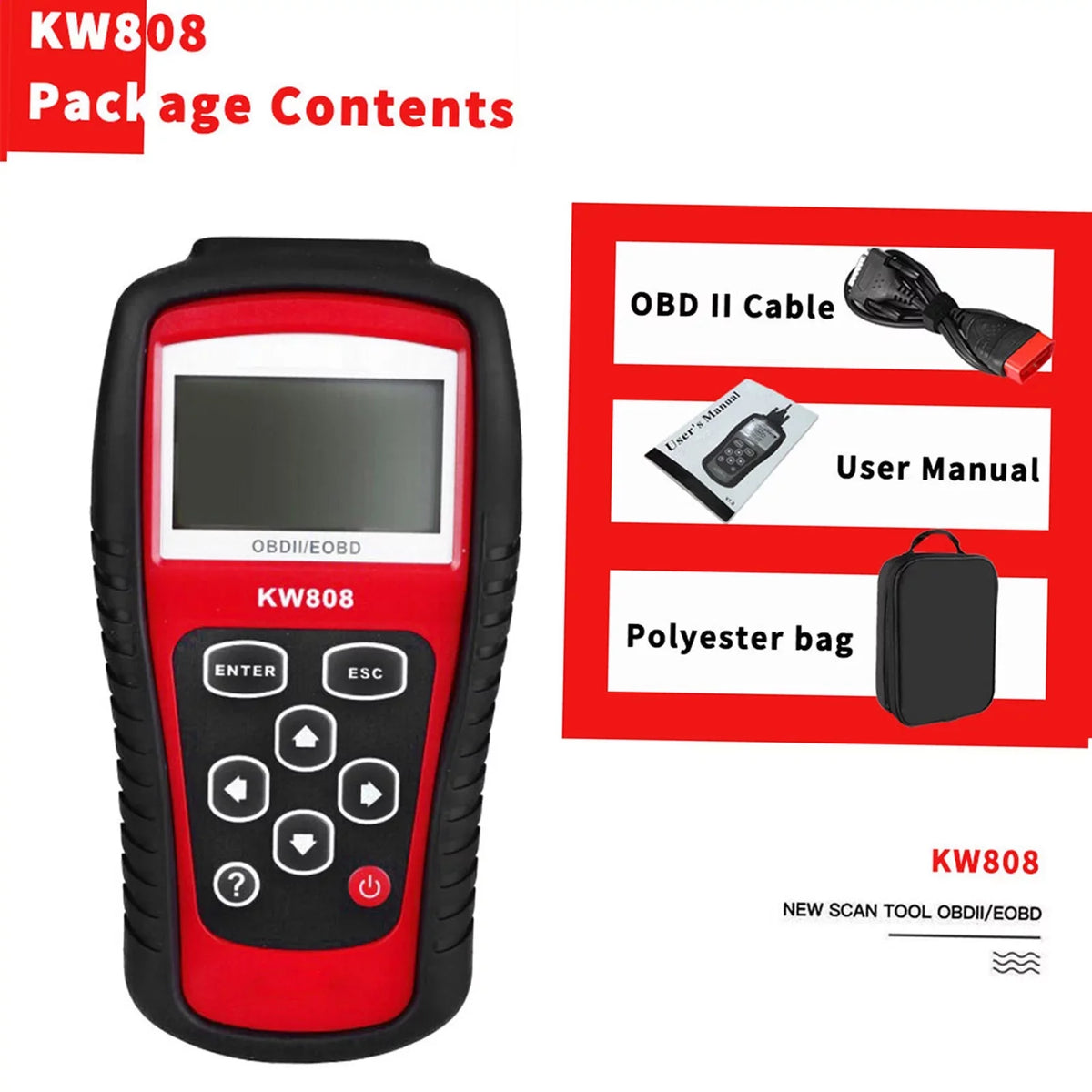 Walmeck Obdii / Eobd Cars Code Reader And Auto Detection Decoder Kw808