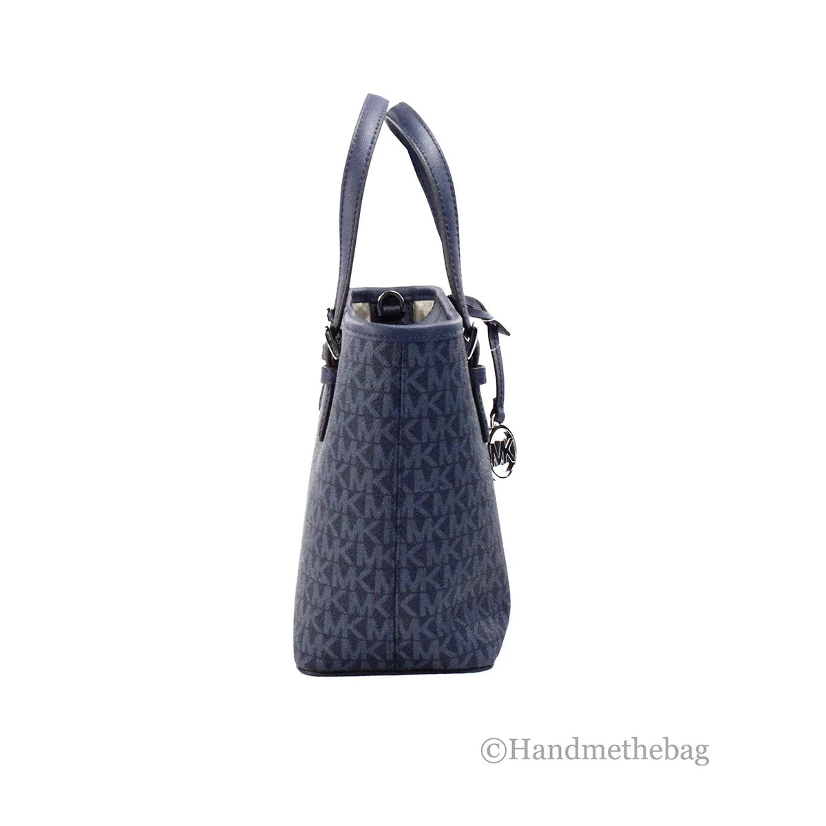 Kors Michael Zip Purse Tote Bag XS Carryall Top PVC Navy Set Jet Leather