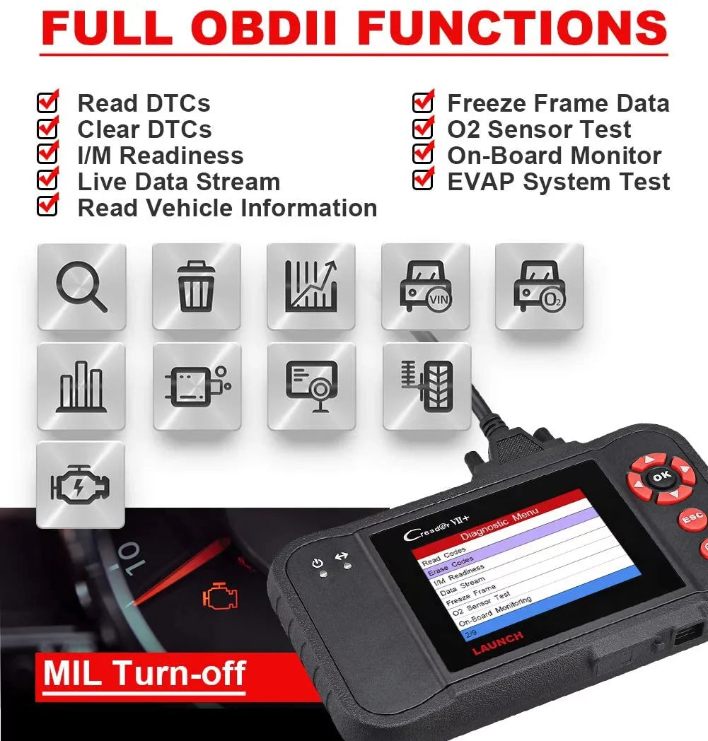 Launch X431 Vii+ (Crp123) Obd2 Scanner Creader Car Diagnostic Code Reader Eobd Scan Tool